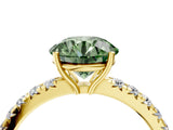 Yellow gold Fancy Green Round Cut Diamond Pavé Solitaire Engagement Ring with Four-Prong Setting_75