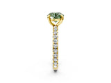 Yellow gold Fancy Green Round Cut Diamond Pavé Solitaire Ring with Round Band and Prong Setting_14