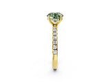 Yellow gold Fancy Green Round Cut Diamond Pave Band Solitaire Ring with Four-Prong Setting_61