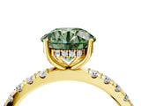 Yellow gold Fancy Green Round Cut Diamond Pave Band Solitaire Ring with Four-Prong Setting_63