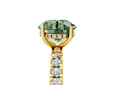 Yellow gold Fancy Green Round Cut Diamond Pave Band Solitaire Ring with Four-Prong Setting_64