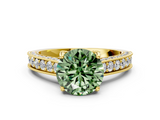Yellow gold Fancy Green Round  Cut Diamond Pave Band with Four-Prong Setting_37
