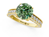 Yellow gold Fancy Green Round  Cut Diamond Pave Band with Four-Prong Setting_38