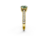 Yellow gold Fancy Green Round  Cut Diamond Pave Band with Four-Prong Setting_39