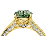 Yellow gold Fancy Green Round  Cut Diamond Pave Band with Four-Prong Setting_41