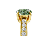 Yellow gold Fancy Green Round  Cut Diamond Pave Band with Four-Prong Setting_42