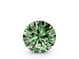 Yellow gold Fancy Green Round  Cut Diamond Ring with Baguette Side Stones, Channel Set Band, and Four-Prong Setting_12