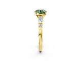 Yellow gold Fancy Green Round  Cut Diamond Ring with Baguette Side Stones, Channel Set Band, and Four-Prong Setting_38