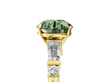 Yellow gold Fancy Green Round  Cut Diamond Ring with Baguette Side Stones, Channel Set Band, and Four-Prong Setting_41