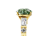 Yellow gold Fancy Green Round  Cut Diamond Ring with Baguette Side Stones, Channel Set Band, and Four-Prong Setting_8