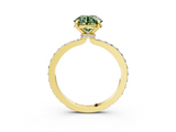 Yellow gold Fancy Green Round  Cut Diamond Ring with Pavé Band and Four-Prong Setting_39