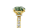 Yellow gold Fancy Green Round  Cut Diamond Ring with Pavé Band and Four-Prong Setting_41