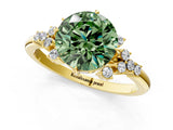 Yellow gold Fancy Green Round Cut Diamond Ring with Side Stones and Four-Prong Setting_79