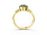Yellow gold Fancy Green Round Cut Diamond Ring with Side Stones and Four-Prong Setting_81