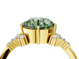 Yellow gold Fancy Green Round Cut Diamond Ring with Side Stones and Four-Prong Setting_82