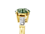 Yellow gold Fancy Green Round  Cut Diamond Ring with Tapered Baguette Side Stones in Four-Prong Setting_8