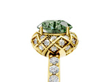Yellow gold Fancy Green Round Cut Diamond Scalloped Halo Engagement Ring with Round Shared Prong Band_17