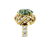 Yellow gold Fancy Green Round Cut Diamond Scalloped Halo Engagement Ring with Round Shared Prong Band_29