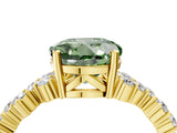 Yellow gold Fancy Green Round Cut Diamond Scattered Round Accent Ring with Prong Setting_16