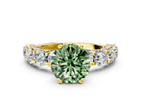 Yellow gold Fancy Green Round Cut Diamond Side Stone Engagement Ring with Four-Prong Setting_36