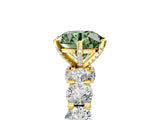 Yellow gold Fancy Green Round Cut Diamond Side Stone Engagement Ring with Four-Prong Setting_41