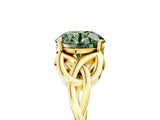 Yellow gold Fancy Green Round Cut Diamond Solitaire Celtic Knot Ring with Four-Prong Setting_89