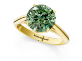 Yellow gold Fancy Green Round Cut Diamond Solitaire Engagement Ring with Cathedral Setting and Four-Prong Mount_129