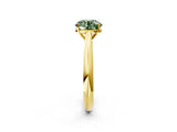 Yellow gold Fancy Green Round Cut Diamond Solitaire Engagement Ring with Cathedral Setting and Four-Prong Mount_130