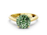 Yellow gold Fancy Green Round Cut Diamond Solitaire Engagement Ring with Cathedral Setting and Four-Prong Mount_24