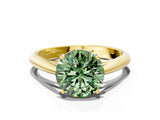 Yellow gold Fancy Green Round Cut Diamond Solitaire Engagement Ring with Cathedral Setting and Four-Prong Mount_84