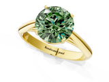 Yellow gold Fancy Green Round Cut Diamond Solitaire Engagement Ring with Cathedral Setting and Four-Prong Mount_85
