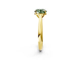 Yellow gold Fancy Green Round Cut Diamond Solitaire Engagement Ring with Cathedral Setting and Four-Prong Mount_86