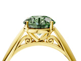 Yellow gold Fancy Green Round Cut Diamond Solitaire Engagement Ring with Cathedral Setting and Four-Prong Mount_88