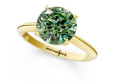 Yellow gold Fancy Green Round Cut Diamond Solitaire Engagement Ring with Classic Band and Four-Prong Setting_37