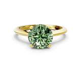Yellow gold Fancy Green Round Cut Diamond Solitaire Engagement Ring with Classic Band and Four-Prong Setting_87