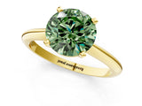 Yellow gold Fancy Green Round Cut Diamond Solitaire Engagement Ring with Classic Band and Four-Prong Setting_88