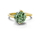 Yellow gold Fancy Green Round Cut Diamond Solitaire Engagement Ring with Four-Prong Setting and Classic Band_20