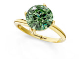 Yellow gold Fancy Green Round Cut Diamond Solitaire Engagement Ring with Four-Prong Setting and Classic Band_21