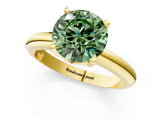 Yellow gold Fancy Green Round Cut Diamond Solitaire Engagement Ring with Round Band and Four-Prong Setting_211