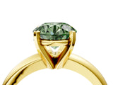 Yellow gold Fancy Green Round Cut Diamond Solitaire Engagement Ring with Round Band and Four-Prong Setting_214