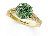 Yellow gold Fancy Green Round Cut Diamond Solitaire Engagement Ring with Twisted Pavé Band and Four-Prong Setting_53