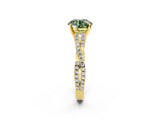 Yellow gold Fancy Green Round Cut Diamond Solitaire Engagement Ring with Twisted Pavé Band and Four-Prong Setting_54