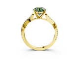 Yellow gold Fancy Green Round Cut Diamond Solitaire Engagement Ring with Twisted Pavé Band and Four-Prong Setting_55