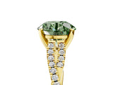 Yellow gold Fancy Green Round Cut Diamond Solitaire Engagement Ring with Twisted Pavé Band and Four-Prong Setting_57