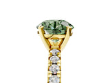 Yellow gold Fancy Green Round Cut Diamond Solitaire Pavé Engagement Ring with Round Band and Prong Setting_67