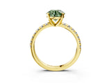 Yellow gold Fancy Green Round Cut Diamond Solitaire Pavé Engagement Ring with Round Band and Prong Setting_77