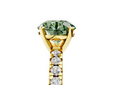 Yellow gold Fancy Green Round Cut Diamond Solitaire Pavé Engagement Ring with Round Band and Prong Setting_79