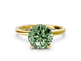 Yellow gold Fancy Green Round Cut Diamond Solitaire Ring with Classic Band and Four-Prong Setting_12