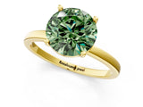 Yellow gold Fancy Green Round Cut Diamond Solitaire Ring with Classic Band and Four-Prong Setting_13