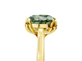 Yellow gold Fancy Green Round Cut Diamond Solitaire Ring with Flower Prong Setting and Classic Band_102